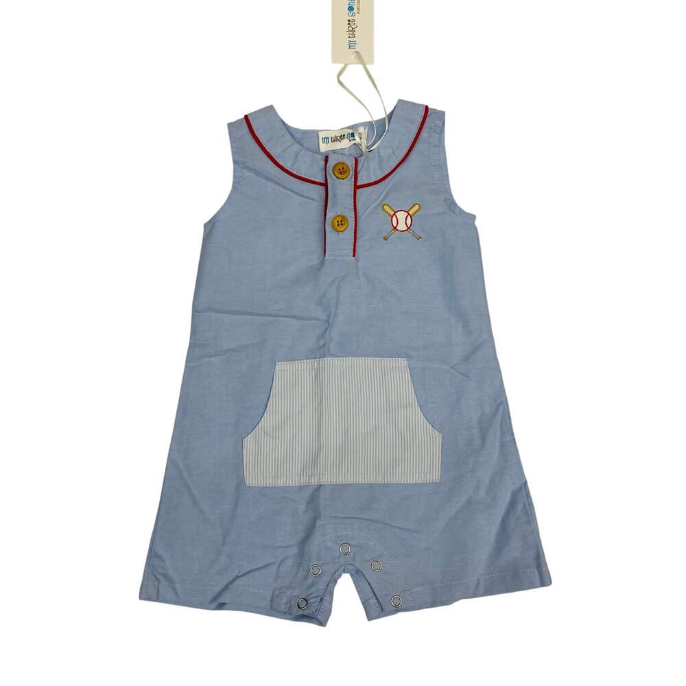 NWT My Three Sons 9M Little Boys Ballpark Romper